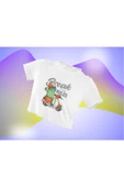 playbackmoda Crop-top Motorsiklet Break The Rules Yazı Baskılı Yarım Tişört thumbnail 1