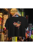 playbackmoda Crop-top Japon Yemek Baskılı Yarım Tişört thumbnail 1