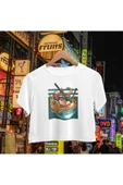 playbackmoda Crop Top Japon Yemek Baskılı Yarım Tişört thumbnail 1