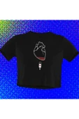 playbackmoda Crop-top Kalp Baskılı Yarım Tişört thumbnail 1