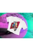 playbackmoda Crop-top Motorsiklet Vespa Baskılı Yarım Tişört thumbnail 1