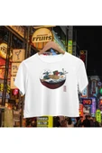 playbackmoda Crop-top Japon Yemek Baskılı Yarım Tişört thumbnail 1