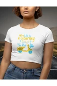 playbackmoda Crop-top Motorsiklet Vespa Baskılı Yarım Tişört thumbnail 1