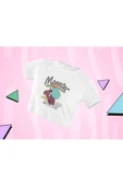 playbackmoda Crop-top Motorsiklet Monster Yazı Baskılı Yarım Tişört - 1
