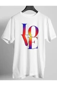 playbackmoda Oversize Renkli Love Yazılı Baskılı Oversize Tişört thumbnail 1
