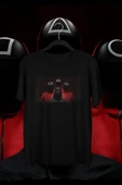 playbackmoda Akiki Tasarım, Squid Game Fan Dizayn, Film Afişi Tasarım, Siyah Oversize Tişört, L Beden thumbnail 1