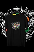playbackmoda Akiki Tasarım, Rubikin Kübü Math Dizayn, Bilimsel Tasarım, Siyah Oversize Tişört, S Beden thumbnail 1