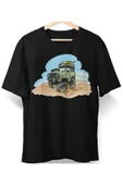 playbackmoda Owersize Tasarım Land Rover Defender Karikatür Baskılı Tişört thumbnail 1
