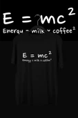 playbackmoda Akiki Tasarım, E=mc2 Energy=milk X Coffee2, Bilimsel Tasarım, Siyah Oversize Tişört, S Beden thumbnail 1