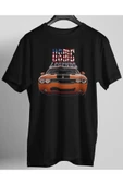 playbackmoda Owersize Tasarım American Muscle Car Legends Dodge Challenger Baskılı Tişört thumbnail 1