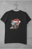 playbackmoda Owersize Sevimli Bulldog Noel Köpek Tasarım Baskılı Tişört - 1