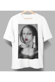 playbackmoda Owersize Tasarım Pop Art Mona Lissa Baskılı Tişört thumbnail 1