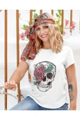 playbackmoda Owersize Gül Kurukafa Tasarım Baskılı Tişört thumbnail 2
