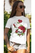 playbackmoda Owersize Gül Kurukafa Tasarım Baskılı Tişört thumbnail 2