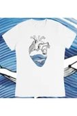 playbackmoda Owersize Illüstrasyon Balina Dalga Kalp Tasarım Baskılı Tişört thumbnail 1