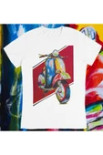 playbackmoda Owersize Vespa Motor Scooter Tasarım Baskılı Tişört thumbnail 1