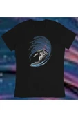playbackmoda Owersize Uzay Astronot Sörf Ilüstrsyon Çizim Tasarım Baskılı Tişört thumbnail 1