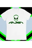 playbackmoda Owersize Uzaylı Alien Çizim Tasarım Baskılı Tişört thumbnail 2