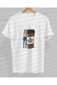 playbackmoda Owersize Tasarım Ok But Fırst Cofee Yazılı Baskılı Tişört - 1