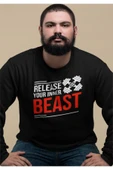 playbackmoda Akiki Tasarım Sportif Motivasyon - Içindeki Canavarı Serbest Bırak Sweatshirt - 2