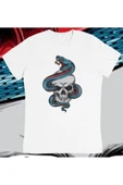 playbackmoda Owersize Kurukafa Yılan Ilüstrsyon Çizim Tasarım Baskılı Tişört thumbnail 2
