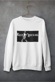 playbackmoda Akiki Tasarım - Keep Rocking Desen, Beyaz Sweatshirt, Ak10180 thumbnail 1