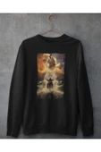 playbackmoda Akiki Tasarım Kurt Ve Motosiklet Fantastik ,siyah Sweatshirt Ak10110 - 1