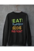 playbackmoda Akiki Tasarım - Eat Sleep Ride Repeat Motosiklet Motto ,siyah Sweatshirt Ak10102 thumbnail 1