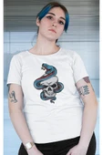 playbackmoda Owersize Kurukafa Yılan Ilüstrsyon Çizim Tasarım Baskılı Tişört thumbnail 1