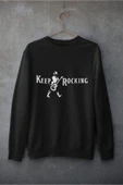 playbackmoda Akiki Tasarım Keep Rocking Desen Siyah Sweatshirt Ak10180 thumbnail 1
