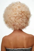 Nessiworld Altın Renk Kıvırcık Afro Bonus Peruk Saç Parti Peruğu Platin Gold thumbnail 4