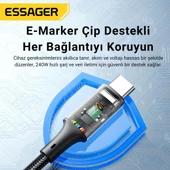 Essager 1 Metre PD 240W  Type-C to Type-C Mega Hızlı Data Şarj Kablosu, Telefon, Tablet, Laptop Şarj Kablosu - 6