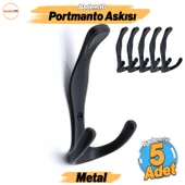 Asya 5 Adet Portmanto Siyah Dolap Askılık Askılığı Duvar Vestiyer Banyo Mutfak Elbise Kıyafet Askısı thumbnail 1