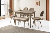 Mini 60 x 100 Milano Mdf Ortadan Açılır Masa 4 Ad Ece Sandalye 1 Ad sırtsız Mini Bench - 1