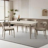 Milano Mdf Ortadan Açılır Masa Sidon 4 Adet Gözde Sandalye Takım - 7