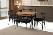 Mini 60 x 100 Milano Mdf Ortadan Açılır Masa 4 Ad Çapraz Sandalye 1 Ad sırtsız Mini Bench - 1