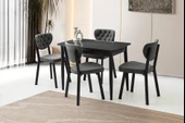 Mini 60 x 100 Milano Koyu Gri Mdf Ortadan Açılır Masa 4 Adet Simge Sandalye - 1
