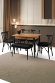 Mini 60 x 100 Milano Mdf Ortadan Açılır Masa 4 Ad Çapraz Sandalye 1 Ad sırtsız Mini Bench - 1