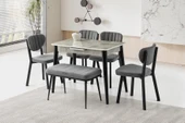Mini 60 x 100 Milano Mdf Ortadan Açılır Masa 4 Ad Esinti Sandalye 1 Ad sırtsız Mini Bench - 1