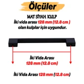 Dar Köprü Kulp 128 mm Mat Siyah Metal Mobilya Mutfak Çekmece Dolap Dolabı Kapak Kulbu Kulpu 12.8 cm thumbnail 2