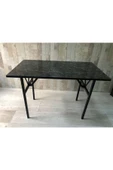 bahçe balkon çayseti masası siyah mermer desenli 90x50cm orta sehpa, yan sehpa, sehpa, masa - 2