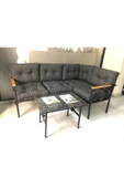 adımshops miami Köşe Koltuk Takımı , 2+2 Balkon-bahçe-çay Seti-mutfak Köşesi mermer desen 70x50cm sehpa - 1