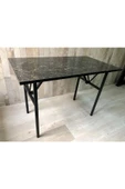 bahçe balkon çayseti masası siyah mermer desenli 90x50cm orta sehpa, yan sehpa, sehpa, masa - 1