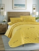 Upstyle Kapitone Yatak Örtüsü Seti Çift Kişilik Dide Sarı thumbnail 1