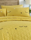 Upstyle Kapitone Yatak Örtüsü Seti Çift Kişilik Dide Sarı thumbnail 4