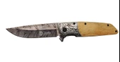 A2150C Kahve Kamp Çakısı 21cm- Manuel, Ahşap İşlemeli Sap - 1