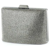 Erkan Saçmacı Antrasit Saten Kristal Taşlı Metal Saplı Zincir Askılı Abiye Çanta - 1