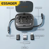 Essager 7in1 60W Çekilebilir Type C, Micro, İphone Lightning Kablolu, Dönüştürücü, Sim Aparatlı Seyahat Seti - 3