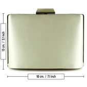 Erkan Saçmacı Altın Saten Kristal Taşlı Metal Saplı Zincir Askılı Abiye Çanta - 4