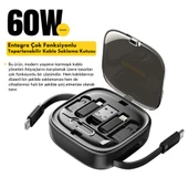 Essager 7in1 60W Çekilebilir Type C, Micro, İphone Lightning Kablolu, Dönüştürücü, Sim Aparatlı Seyahat Seti - 2